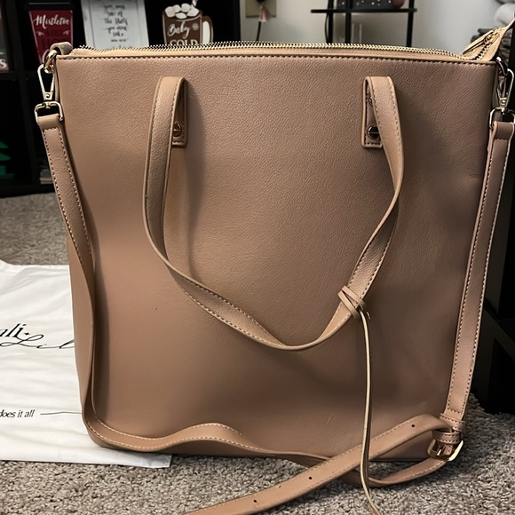 Tan Mali + Lili medium sized tote bag with handles and strap - Picture 2 of 4